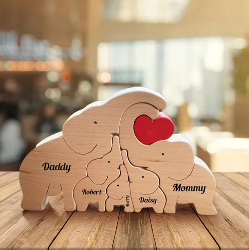 Vista 6 de Rompecabezas de madera de elefante personalizable, pieza decorativa de roble para decoración del hogar y miembro reflexivo, 3