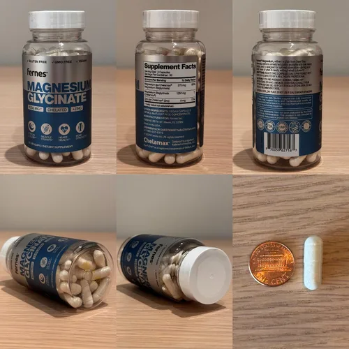 Vista 7 de Glicinato de magnesio de 1250 mg con zinc, suave para el estómago, para dormir, calambres musculares, soporte cardiovascular y óseo* para mujeres