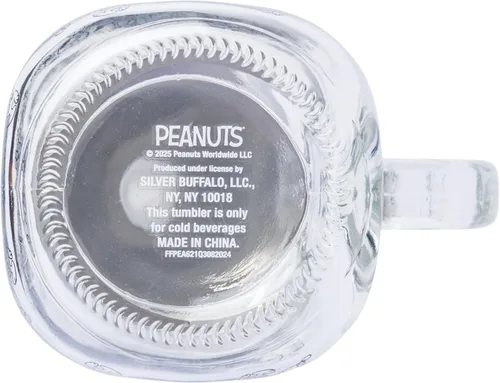 Vista 5 de Silver Buffalo Peanuts Snoopy - Tarro de cristal con tapa y pajita, 21 onzas