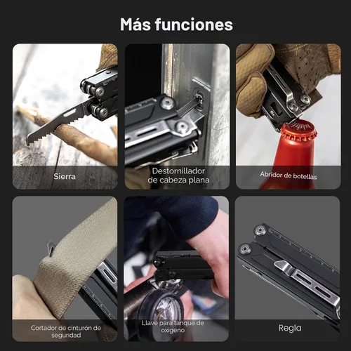 Vista 9 de NEXTORCH PIONEER - Multiherramientas 14 en 1 de tamaño completo, juego de multiherramientas versátil con tijeras, alicates de punta, clip
