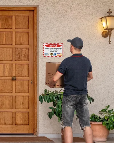 Vista 44 de ALKB - Letrero de entrega de paquetes de 8 x 12 pulgadas, entrega todos los paquetes aquí Letrero de aluminio libre de óxido para porche, puerta