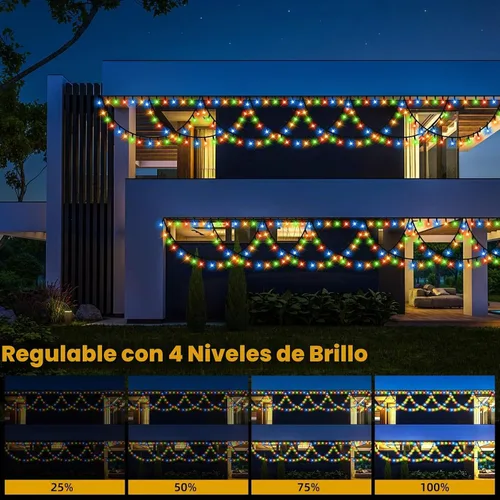Vista 6 de KAZOKU Luces de Navidad para Exteriores e Interiores 40 Pies 380 LED Impermeables Luces de Árbol de Navidad 8 Modos Extensibles Luces de Cadena