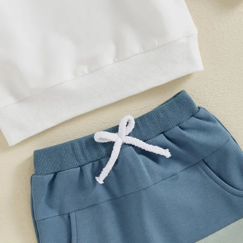 Vista 6 de BemeyourBBs Ropa de otoño e invierno para bebé niño, conjunto de sudadera con capucha de manga larga con letras divertidas y pantalones, conjunto