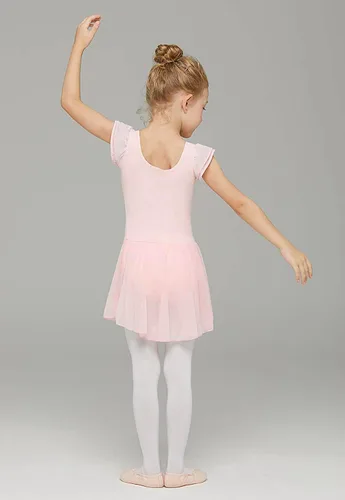 Vista 4 de MdnMd Leotardos de ballet para niñas pequeñas con falda, vestidos de bailarina, trajes de tutú