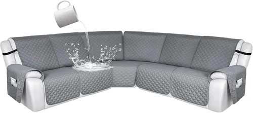 Vista 131 de HDCAXKJ Fundas de sofá seccional reclinable 100% impermeable, forma de L, funda de sofá reclinable lavable acolchada suave para mascotas, perro