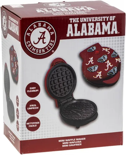 Vista 7 de Uncanny Brands Alabama Crimson Tide - Mini waflera - Pequeño aparato de cocina