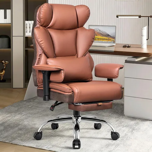 Vista 12 de BESTFAIR Silla de Oficina Grande y Alta - Silla Ejecutiva de Servicio Pesado 400 LBS con Soporte Lumbar y Reposapiés, Silla de Escritorio Ergonómica