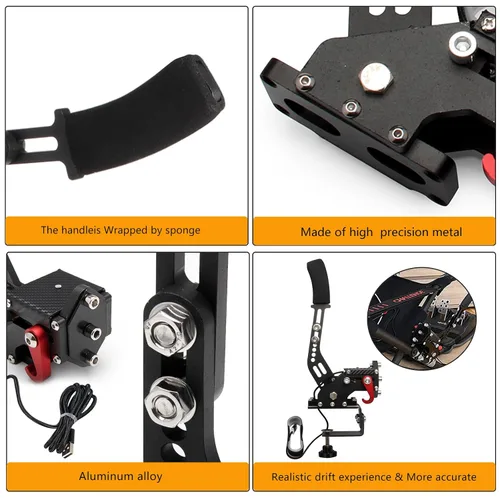 Vista 3 de YESHMA 64 Bit USB Handbrake PC Handbrake & Non-Contact Plus Hall Sensor Compatible With G252729920 T500 T300,Professional Gaming Peripherals using