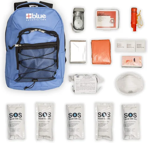 Vista 8 de Blue Coolers Blue Seventy-Two Kits de supervivencia de mochila de emergencia de 72 horas para 1 persona Kit de supervivencia para incendios