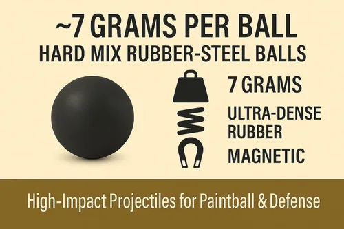 Vista 2 de 100 bolas de acero de goma dura de alta calidad, tipo S, bolas de paintballs de 0.25 oz. munición pesada para pistolas de entrenamiento de defensa