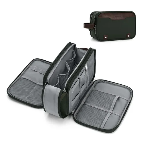 Vista 14 de Bolsa de aseo Wedama para hombres, bolsa de aseo colgante de viaje para viajes de negocios, natación, camping, Negro, M, Classic