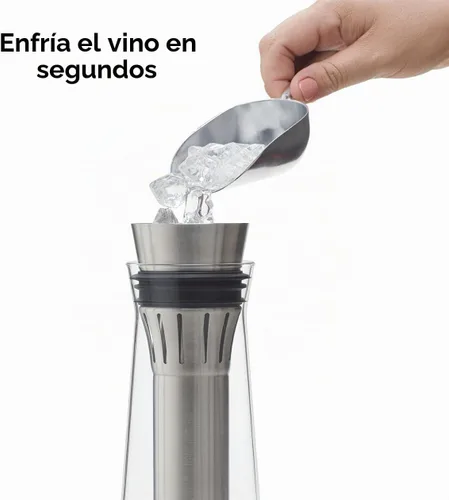 Vista 3 de Rabbit Jarra enfriadora de vino de vidrio enfría y airea vino 25.4 fl oz de capacidad