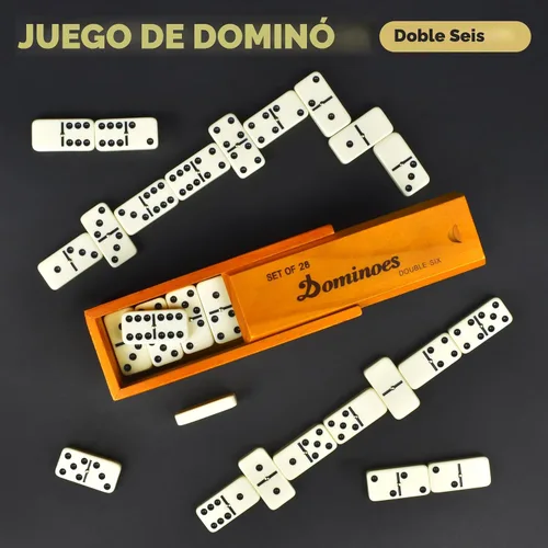 Vista 2 de Queensell Juego de dominó para adultos – Dominó – Juegos de mesa clásicos, juegos familiares de dominó dobles 6 para niños y adultos – Juego
