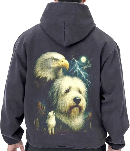 Vista 9 de U.S.A. Made - Old English Sheepdog 100% Cotton Hoodie by LA Apparel