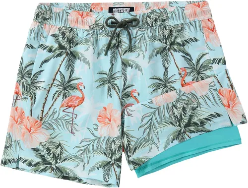 Vista 16 de Mens Swim Trunks with Compression Liner 5 Inch Inseam Swimming Trunks Shorts for Men