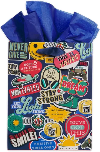 Vista 11 de Christian Art Gifts Bolsa de Regalo Retrato con Etiqueta y Juego de Papel de Seda para Mujeres: Quédate Quieta y Conoce - Salmo 46:10 Versículo
