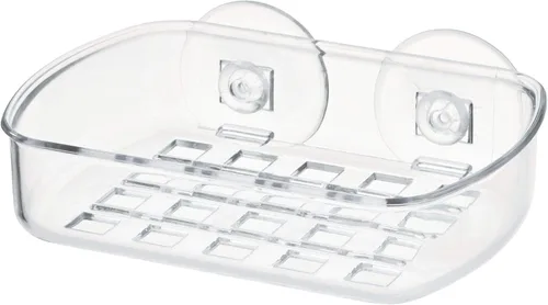 Vista 4 de iDesign - Jabonera de plástico sin BPA con ventosa, 5.25 x 4 x 2 pulgadas, transparente, 19600