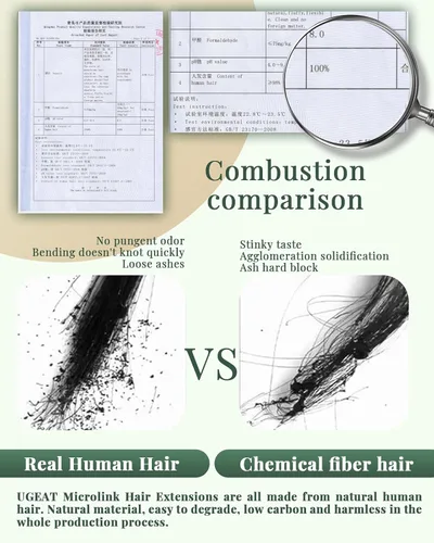 Vista 5 de Ugeat - Extensiones de cabello humano con microanillo, 14 pulgadas, extensiones de cabello Remy con microcuentas de 1 gm/hebra, 50 gms, extensiones