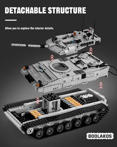 Vista 2 de Leopard II - Bloque de construcción de tanque de batalla principal, juego de juguetes de construcción de tanques militares para exhibir