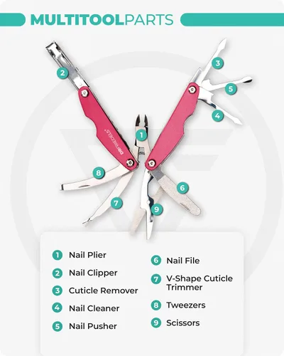 Vista 3 de Kit de manicura y pedicura – Juego de manicura profesional 9 en 1 para mujeres y hombres con recortador de cutículas, removedor de cutículas