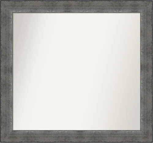 Vista 112 de Amanti Art Espejo de baño plateado para sobre el fregadero, 24 x 24 pulgadas, espejo cuadrado de peltre forjado a medida, marco de madera casual