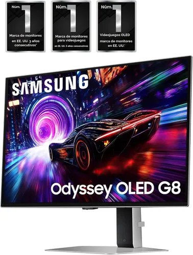 Vista 3 de SAMSUNG Odyssey QD-OLED G8 (G81SF) de 27 pulgadas, 4K, 240Hz, monitor para juegos, tiempo de respuesta de 0.03 ms, DisplayHDR True Black 400, AMD
