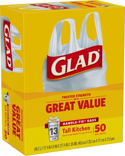 Vista 4 de Glad Bolsas de basura altas de cocina de 13 galones, bolsas de basura sin perfume, lazo de asa, 50