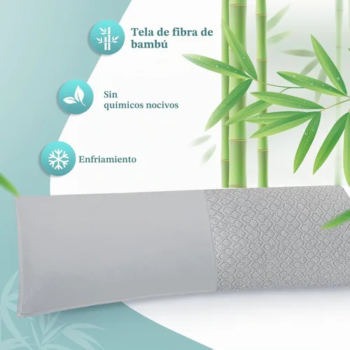 Vista 9 de Rainmr Almohada de Espuma Viscoelástica Gruesa para el Cuerpo - Almohada Completa para Dormir de Lado - con Funda de Almohada de Enfriamiento Gris