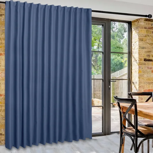 Vista 58 de DWCN Cortina opaca divisora de privacidad para puerta corrediza de patio, cortinas térmicas extra anchas con pestaña trasera y bolsillo para barra