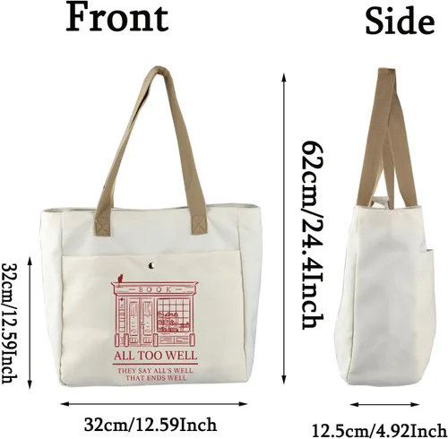 Vista 4 de TOBGBE Bolsa para álbum de cantante – Letra de canción romántica, regalo inspirado en la música, bolsa para amantes de la música, Blanco sucio