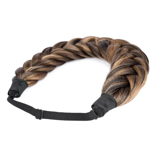 Vista 4 de Diadema de pelo sintético grueso, lanudo y esponjoso de 2 hebras de cabello trenzado, trenzado grueso, extensión elástica para mujeres y niñas