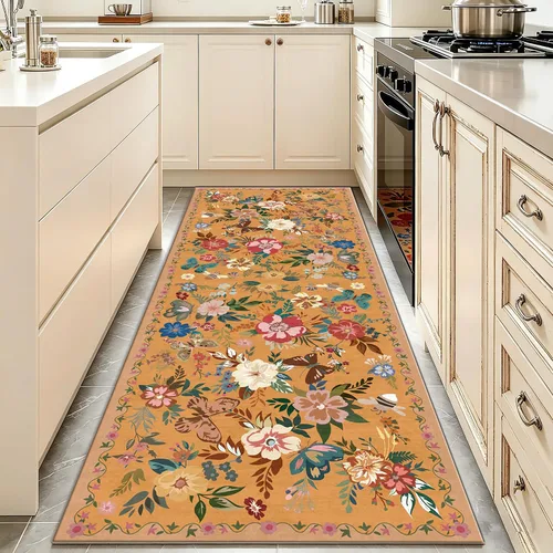 Vista 48 de UKELER Tapete antideslizante para puerta, alfombras de acento modernas para entrada, estilo romántico campestre americano, alfombras de algodón