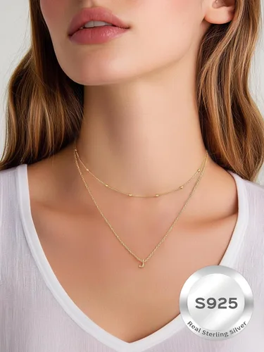 Vista 3 de ChicSilver Collar con inicial de plata de ley 925 para mujer, joyería de letras delicadas, regalo personalizado