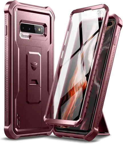 Vista 9 de Dexnor Funda para Samsung Galaxy S10+ Plus, [protector de pantalla y soporte integrados] Protección de grado militar resistente a prueba de golpes