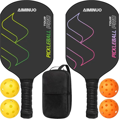 Vista 22 de Palas de pickleball de fibra de vidrio, juego de paletas de pickleball ligeras de 0.63 pulgadas para hombres, mujeres, niños, interiores y exteriores
