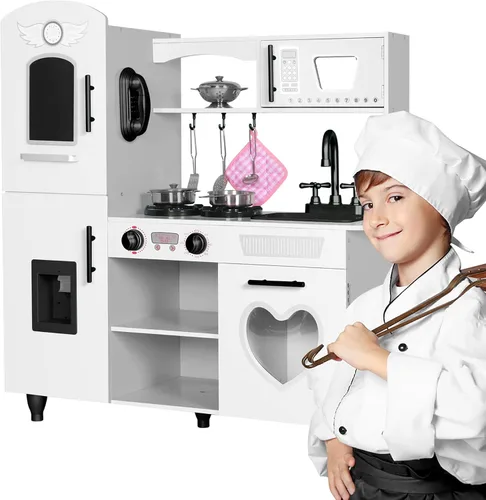 Vista 12 de TaoHFE Juego de Cocina de Juguete, Juego de Cocina Azul para Niños de 4 a 8 Años, Juego de Cocina para Niñas y Niños, Juego de Cocina de Madera