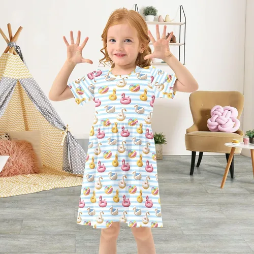 Vista 3 de ALAZA Girls Summer Dress Short Sleeve Casual Girls Dresses for Kids 2-8 Years