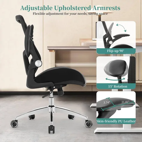 Vista 7 de Silla de oficina grande y alta de 400 libras, silla de escritorio para computadora resistente con asiento ancho de espuma de modelado 3D, silla