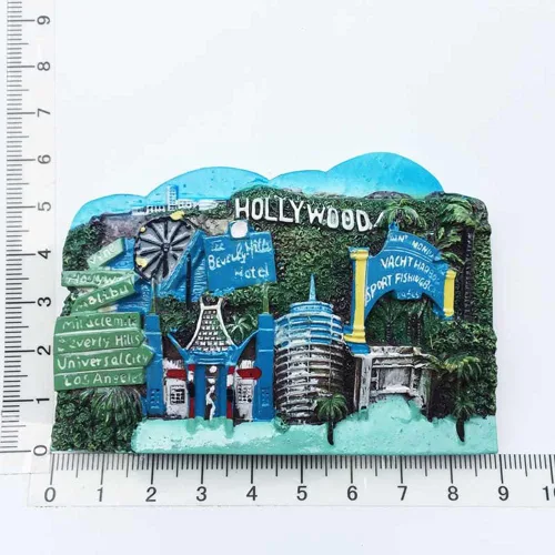 Vista 5 de 3D Hollywood California USA Refrigerador Imán de nevera Recuerdos Turísticos Hecho a mano Resina Artesanía Pegatinas Magnéticas Decoración Hogar