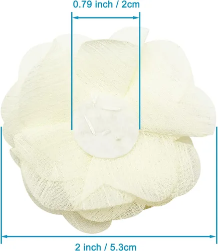 Vista 4 de 30 piezas de flores de gasa con diamantes de imitación de 2 pulgadas, apliques de tela de costura para ropa, manualidades, fiestas, decoración