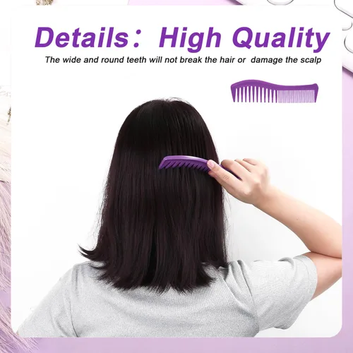 Vista 5 de 2 peines para el cabello, peine de plástico para peinado, dientes grandes y dientes finos, peine de peluquería para hombres y mujeres, peinado