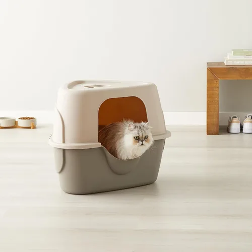 Vista 5 de Amazon Basics Caja de arena para gatos con tapa, sin ensuciar, estándar, unisex, carbón, 26 x 23 x 20 pulgadas