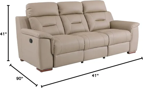 Vista 14 de Blackjack Furniture Walker Leather Match - Sofá reclinable tapizado para sala de estar, madera avellana