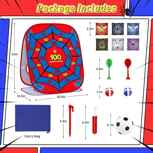 Vista 5 de Juego de lanzamiento de sacos de araña 4 en 1 para niños, juego de Cornhole para interiores y exteriores, juguetes para niños y niñas de 3 a 8 años
