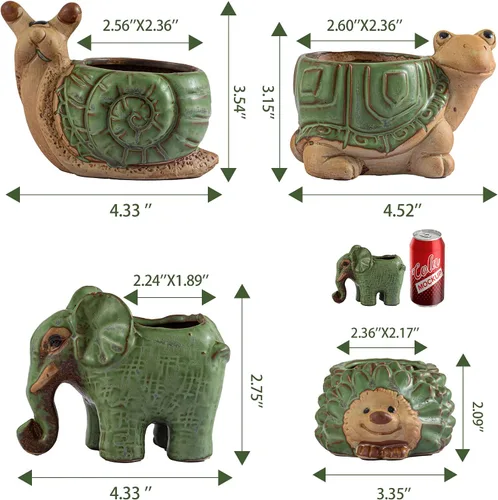 Vista 7 de Macetas pequeñas para suculentas con drenaje, maceta de cerámica para interiores y exteriores, bonitas macetas pequeñas de cactus/bonsái