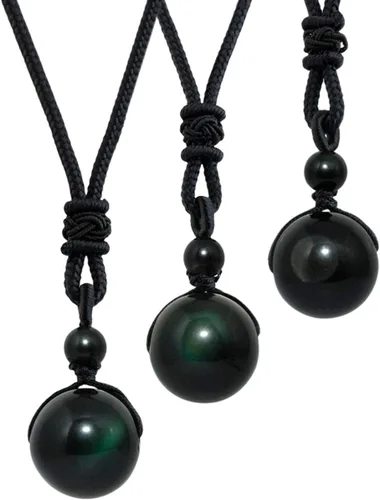 Vista 3 de TUMBEELLUWA Collar con colgante de cuentas de piedra, amuleto de cristal curativo de Reiki con cordón de nailon, joyería hecha a mano para mujer