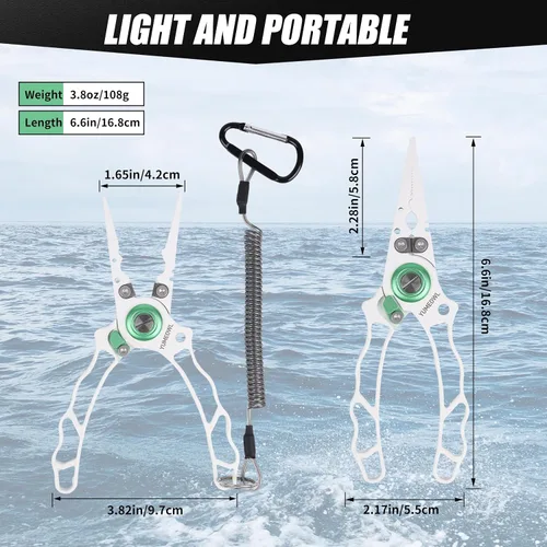 Vista 4 de Alicates de pesca con mango ergonómico innovador, resistente a la corrosión y agua salada, removedor de gancho multiherramienta de pesca, corte