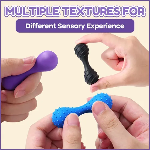 Vista 8 de Juguetes sensoriales para adultos con piedra: paquete de 6 juguetes sensoriales texturizados para niños con autismo, TDAH, calmantes, pequeño