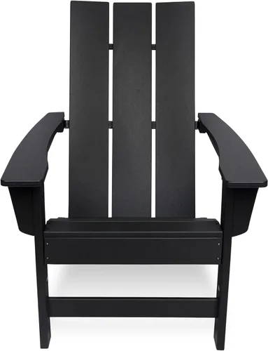 Vista 4 de Shine Company Coastal Modern - Silla Adirondack para todo tipo de clima, color negro