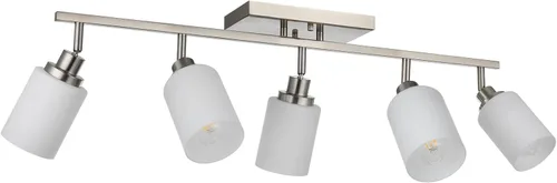 Vista 12 de TODOLUZ Accesorios de iluminación de riel para techo, 3 luces de níquel cepillado para pared de techo con vidrio blanco ópalo, base de bombilla E26